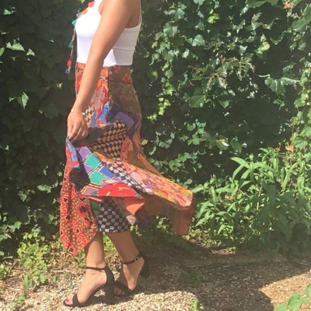 Boho Patched/Patterned Midi Skirt✨